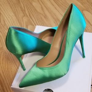 Spring Green Satin heels- brand new, never worn.